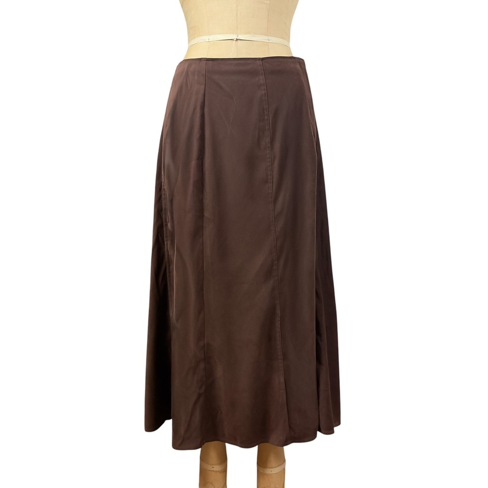 90s Chocolate Brown Suede Maxi Skirt A-Line Minimalist Heritage Size M